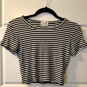 L.A Hearts white and black striped crop top